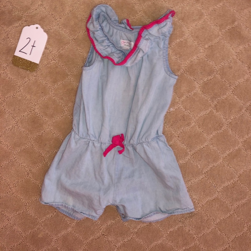 2t romper, shorts light jean with pink